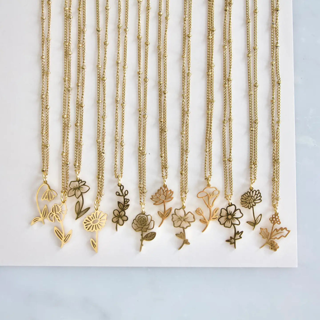 Birth Flower Necklace - Waterproof