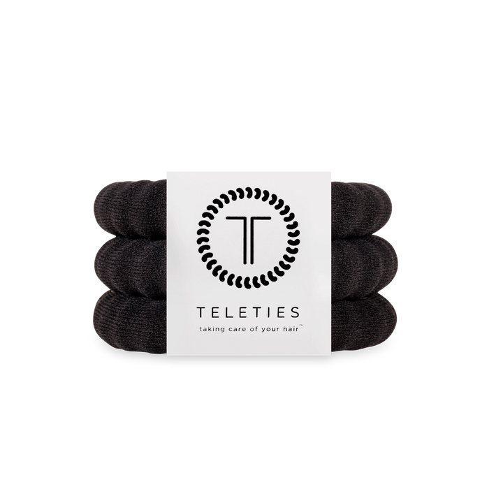 Teleties Nylon Hair Ties - Large Band Pack of 3 - Jet Black