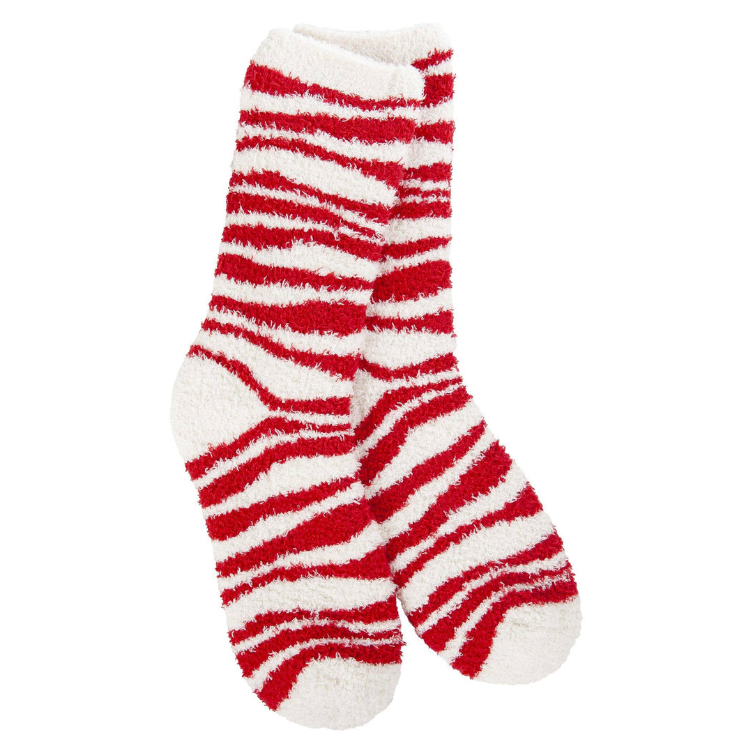 Knit Pickin Fireside Cozy Crew Socks - Red Stripes by World's Softest Socks