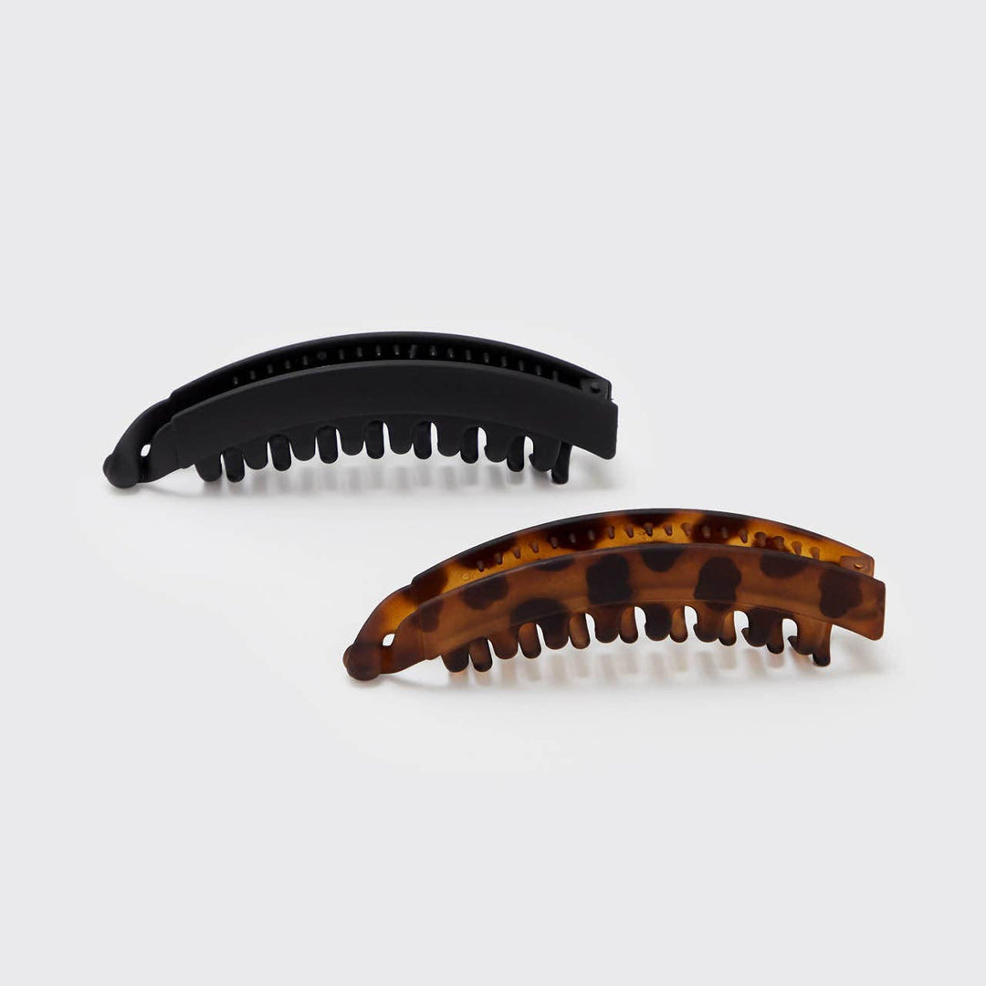 Banana Clip Set - Black & Tortoise