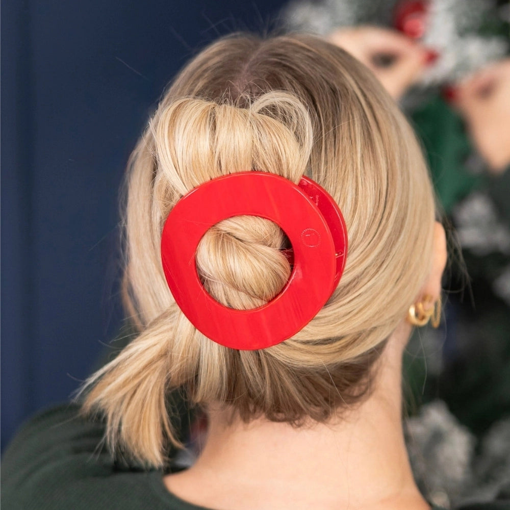 Large Teleties Flat Open Circle Clip - Red Carpet Ready