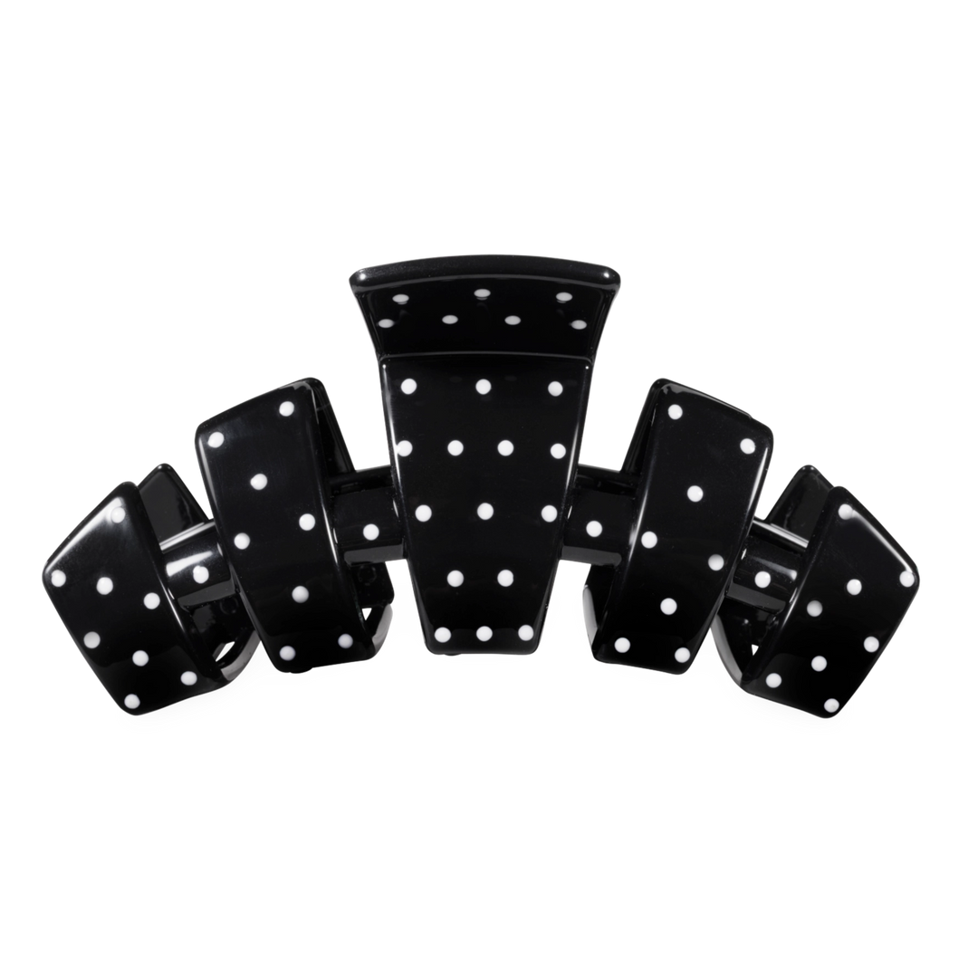 Large Teleties Claw Clip - Black Polka Dot Party (Ships Next Week)
