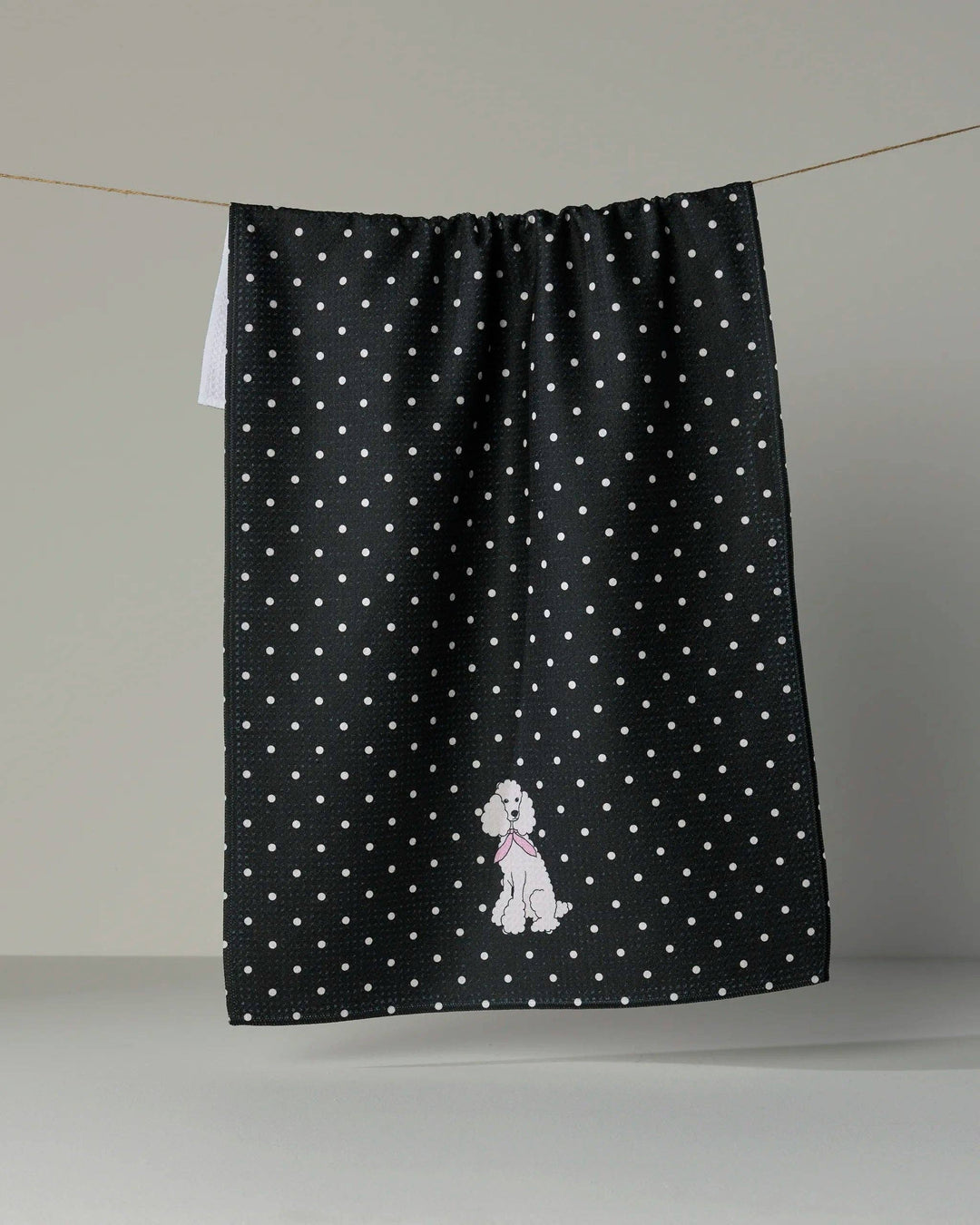 Poodle Charm Tea Towel - White by Geometry