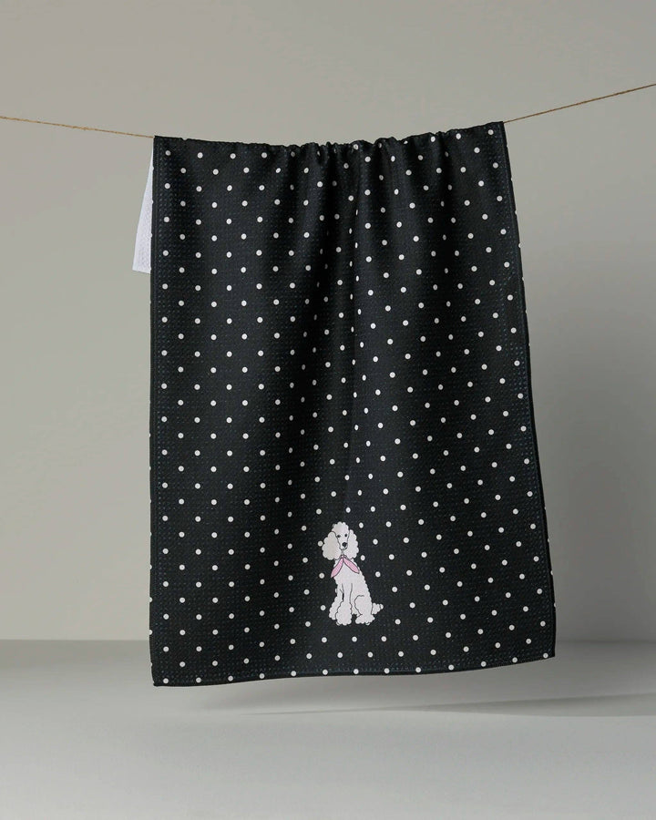 Poodle Charm Tea Towel - White by Geometry