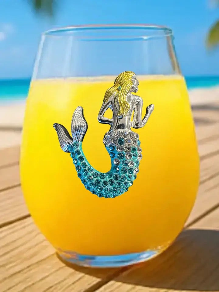 JUNE PREORDER: Blue Tail Mermaid Stemless by the Queens Jewels (Ships in 2-3 Weeks)