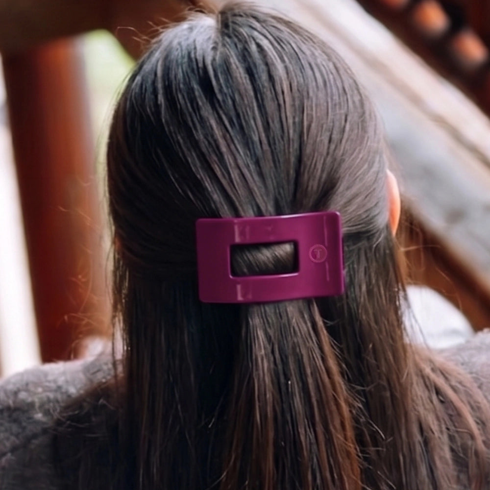 Small Teleties Flat Rectangle Clip - Mulberry