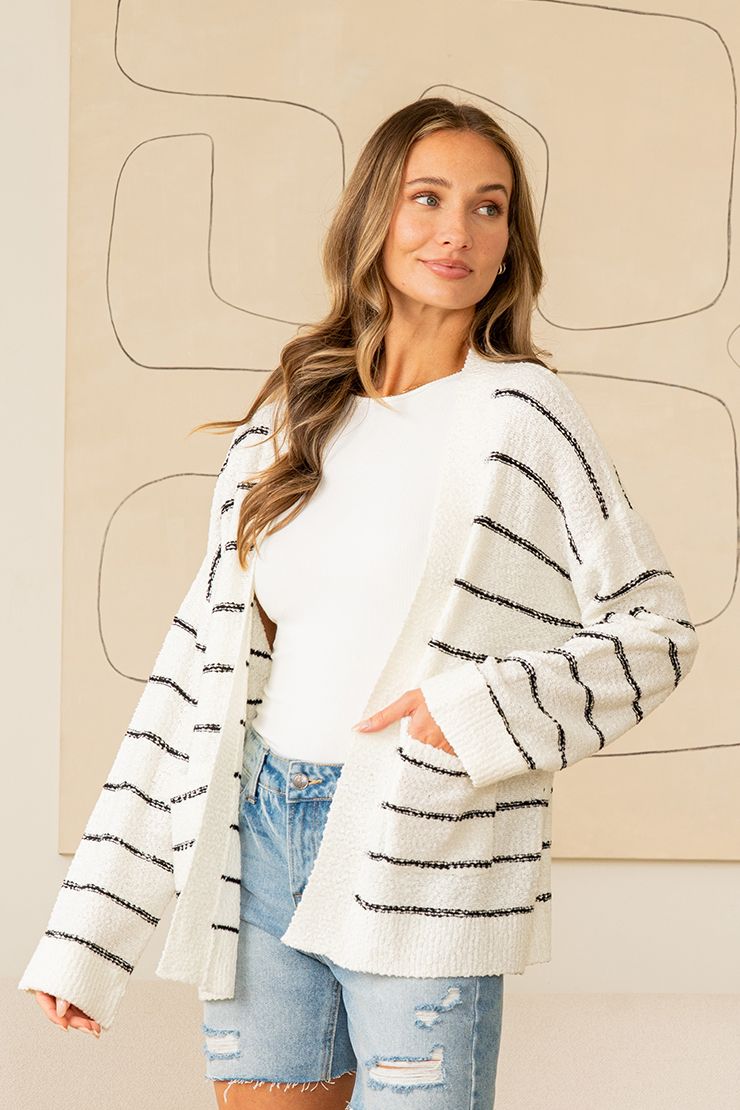 Relaxed Knit Striped Cardigan by Sew In Love