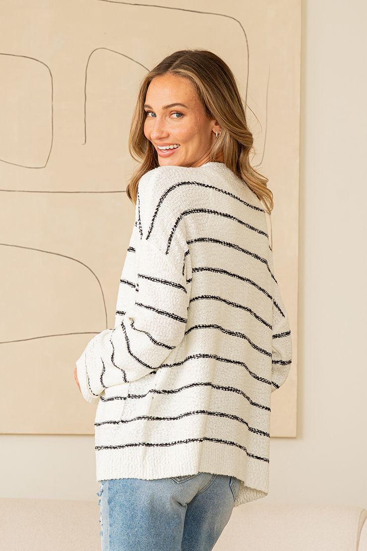 Relaxed Knit Striped Cardigan by Sew In Love