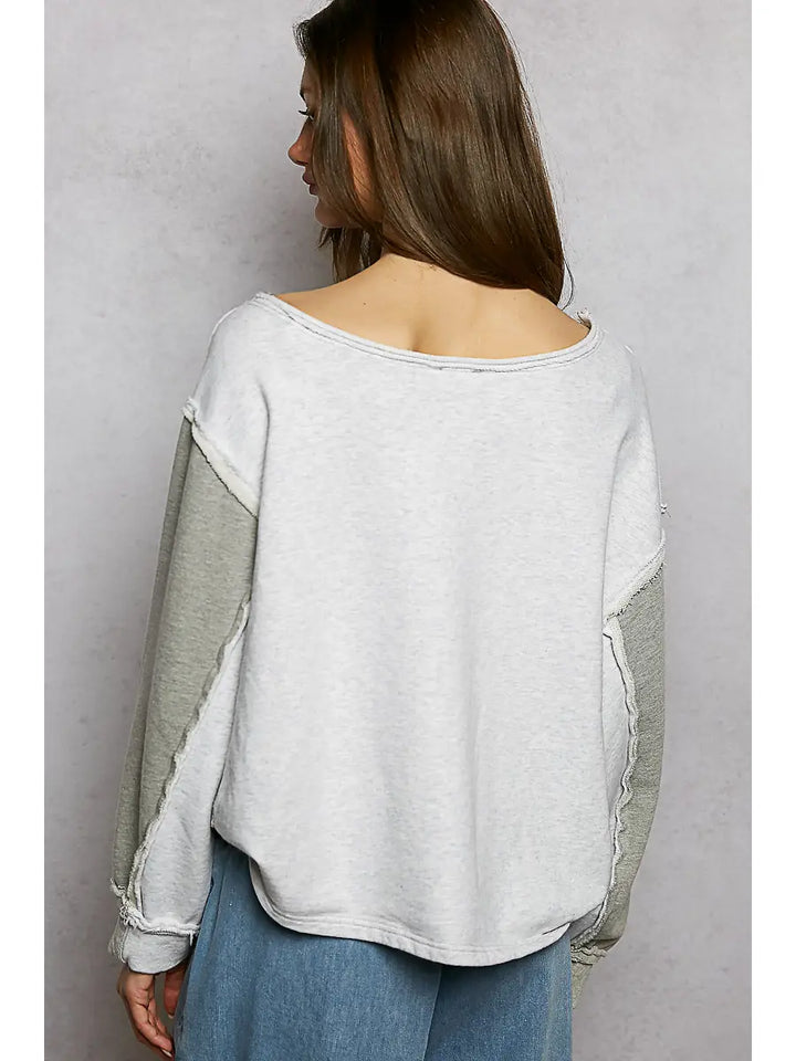 French Terry Outseam Long Sleeve Top - Heather Grey by POL