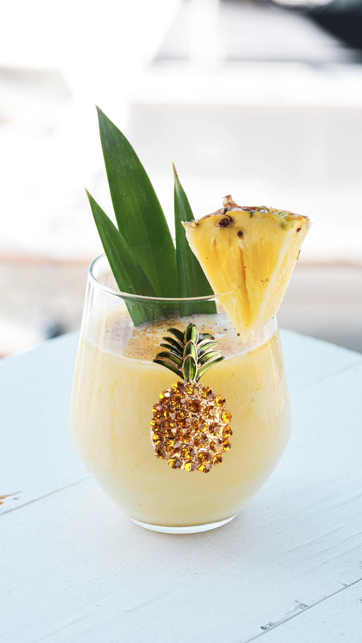 Jeweled Pineapple Stemless Wine Glass