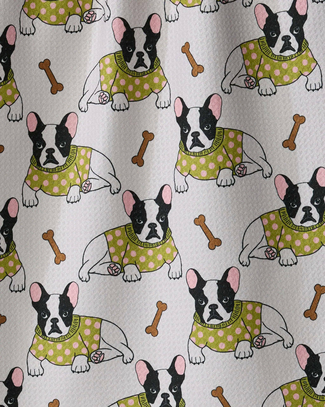 Frenchie Fun Tea Towel - Lime by Geometry