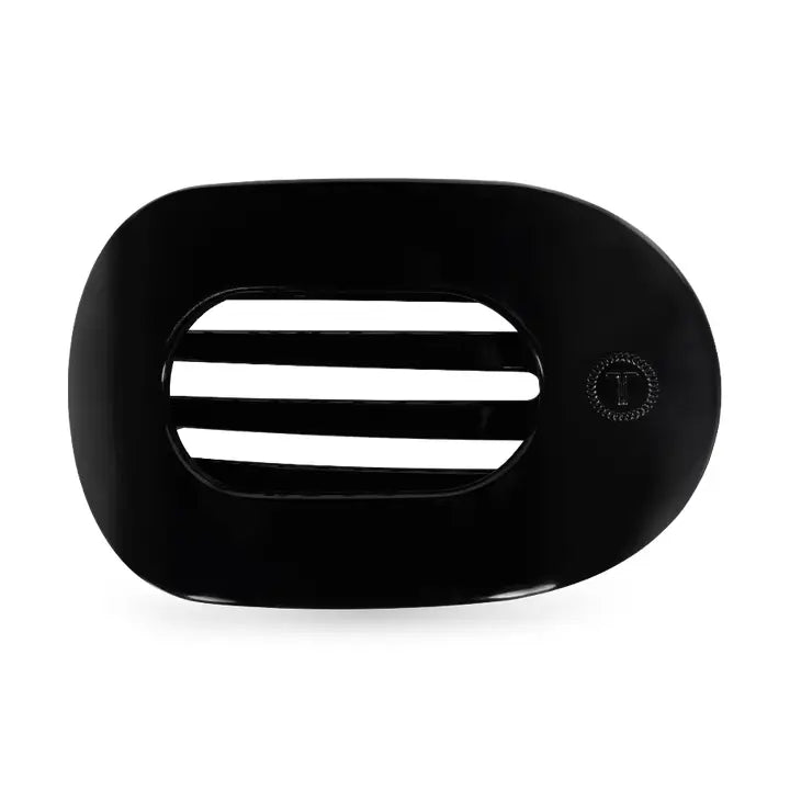 Tiny Teleties Flat Oval Clip - Jet Black