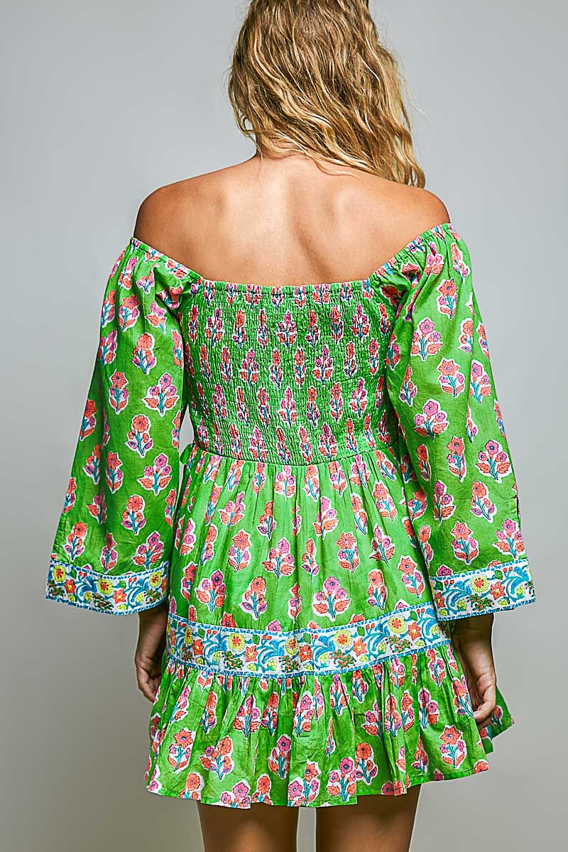 APRIL ARRAY: Floral Smocked Square Neck Long Sleeve Dress by POL (Ships Late June)