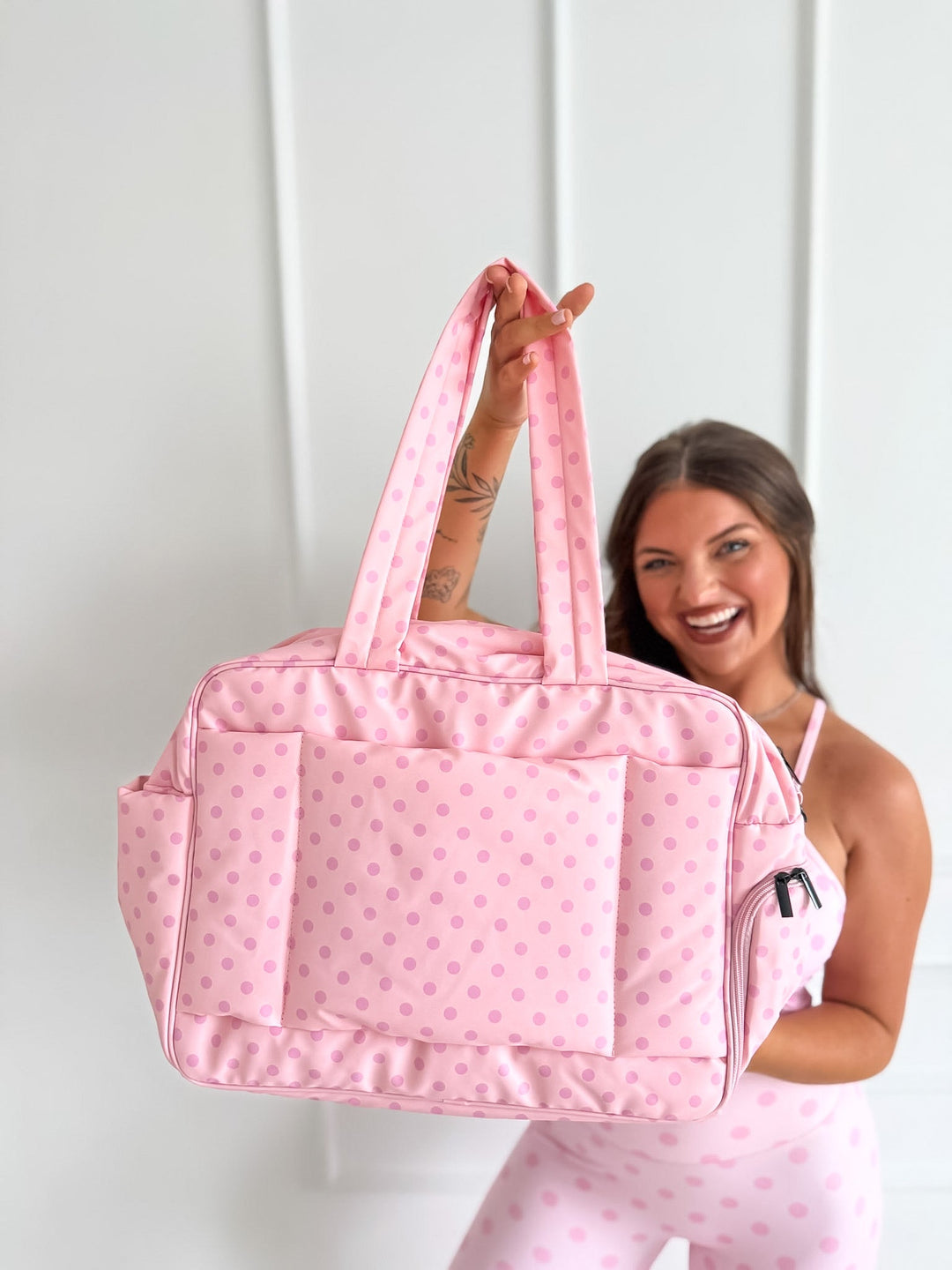 JULY PREORDER: Daily Hustle Duffle in Pinky Promise Dot by BIRDIE (Ships in October)