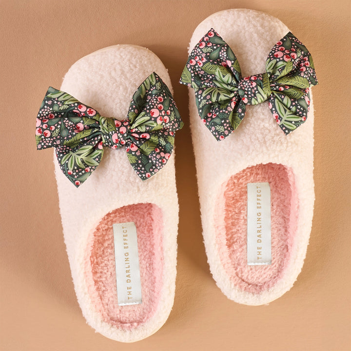 Betty Bow Fuzzy Slippers - Jolly Sprig by the Darling Effect