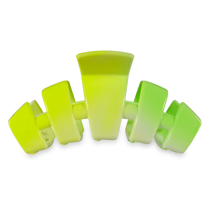 Teleties yellow to neon green ombre claw clip, large size, on white background