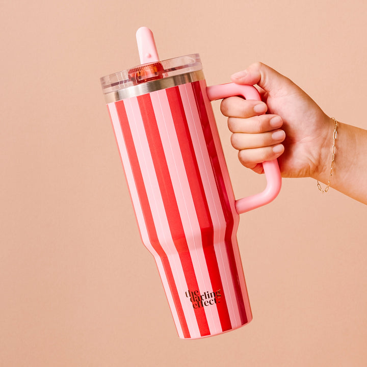 Peppermint Stripes 40 oz Lifestyle Flip Straw Tumbler by the Darling Effect