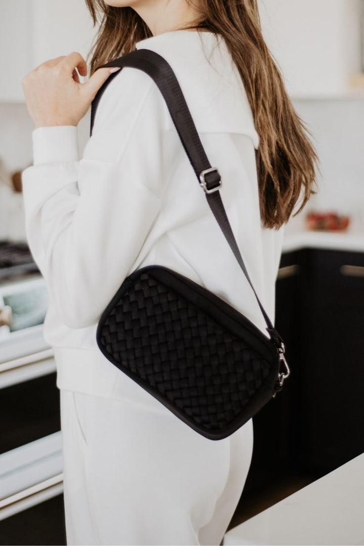 Black Woven Crossbody Bag by Katydid (Ships in 2-3 Weeks)