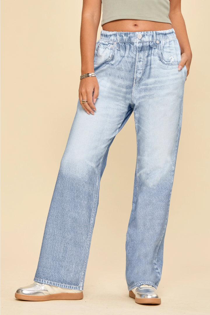 Zenim Straight Pull-On Denim - Light Denim by Dear Scarlett