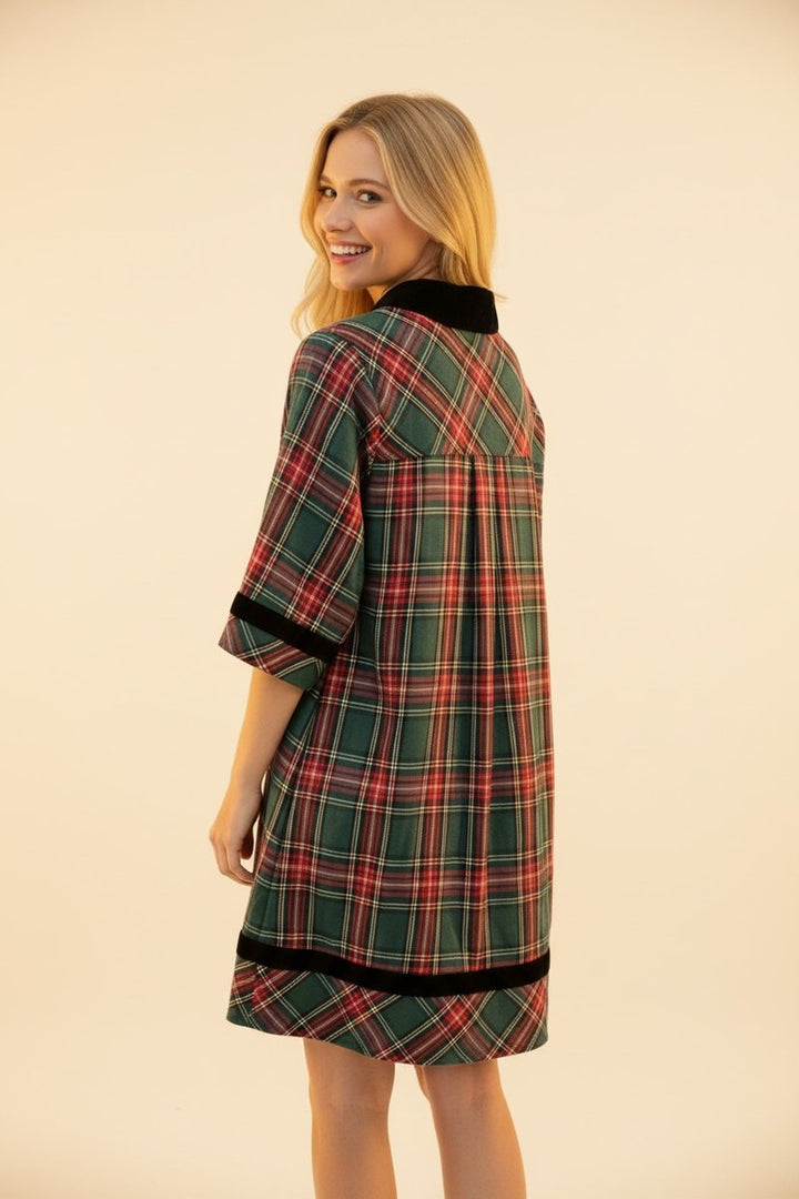 Tartan Shift Mini Dress - Green by HeimishUSA