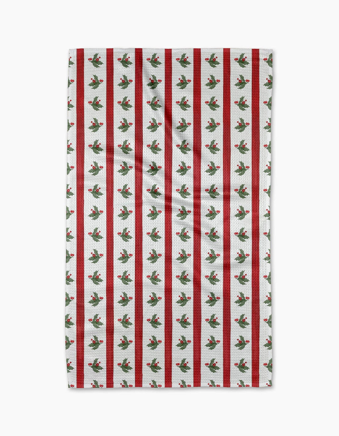 Christmas Holly Stripe Tea Towel by Geometry