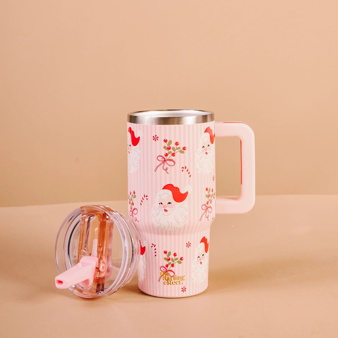 Holly Jolly Santa 20 oz Lifestyle Flip Straw Tumbler by the Darling Effect