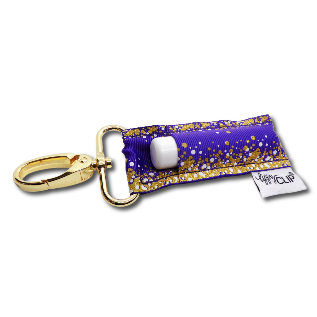 Purple and Gold Glitter LippyClip® Lip Balm Holder (PREORDER: Ships in 2-3 Weeks)
