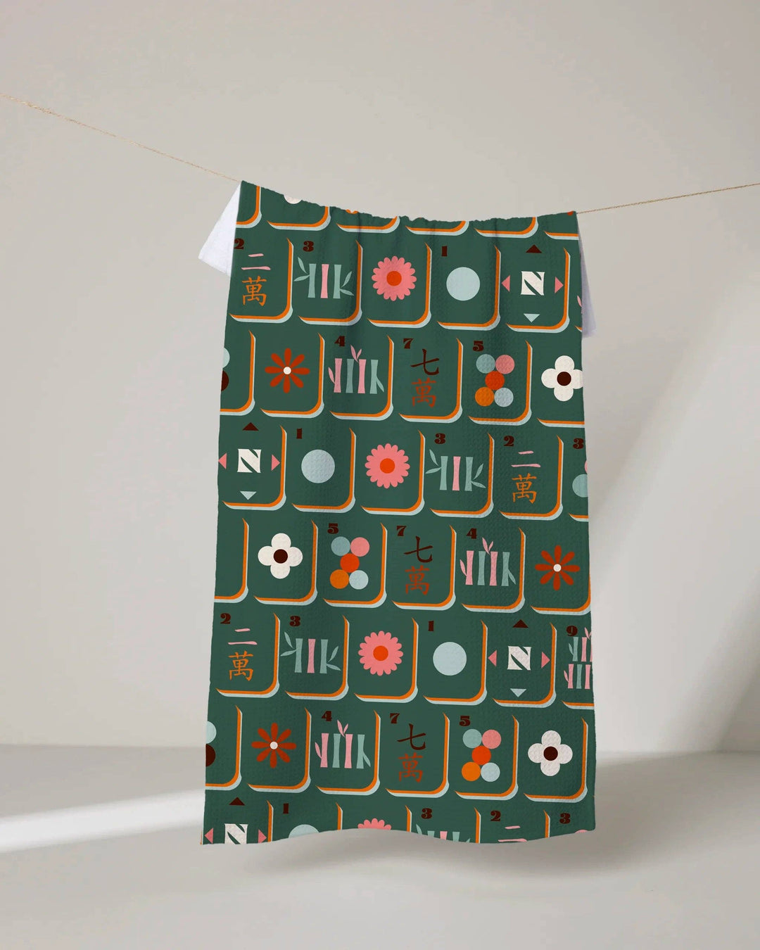 Moss Tile Toss Tea Towel by Geometry