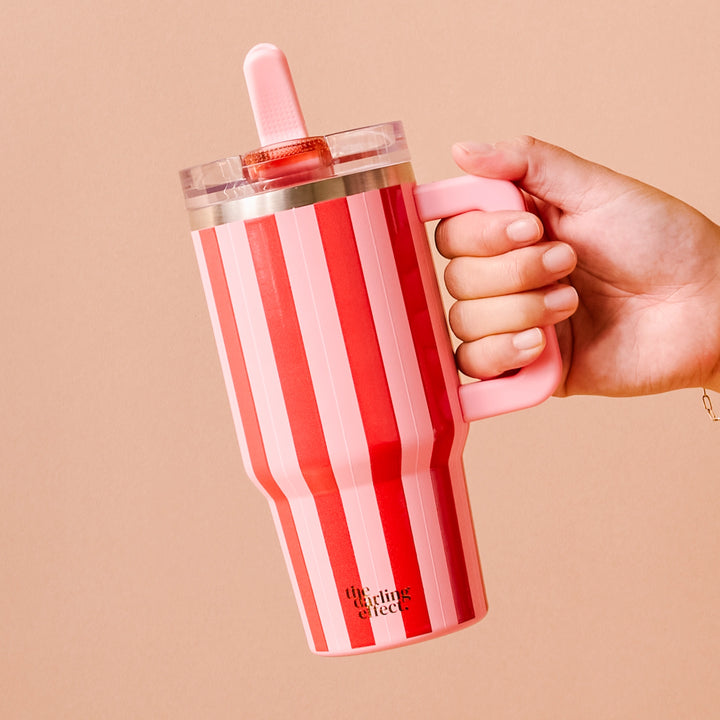 Peppermint Stripes 20 oz Lifestyle Flip Straw Tumbler by the Darling Effect