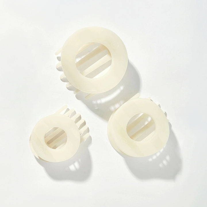 Small Teleties Flat Open Circle Clip - Coconut White (Ships Next Week)