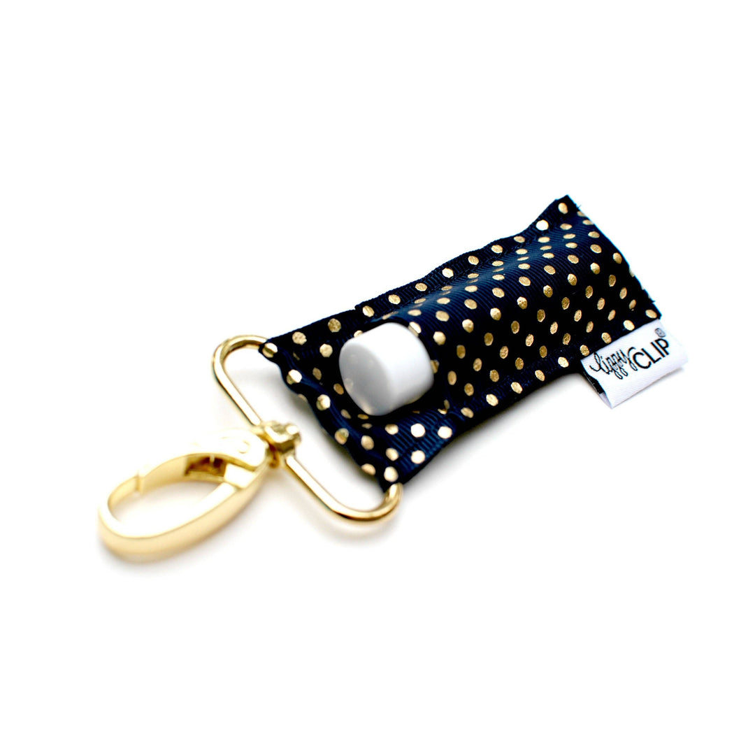 Gold Dots on Navy LippyClip® Lip Balm Holder (PREORDER: Ships in 2-3 Weeks)