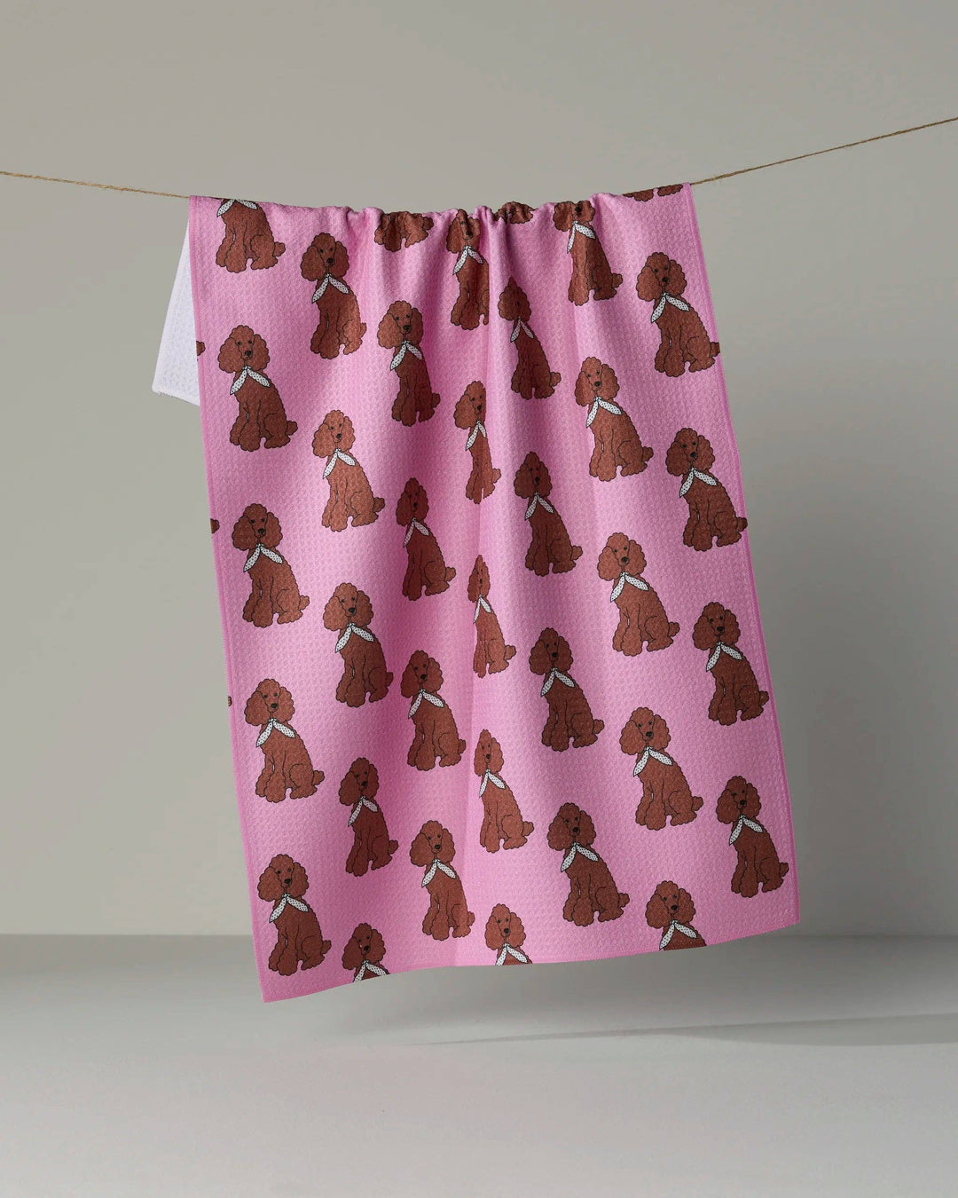 Poodle Parade Tea Towel - Brown by Geometry