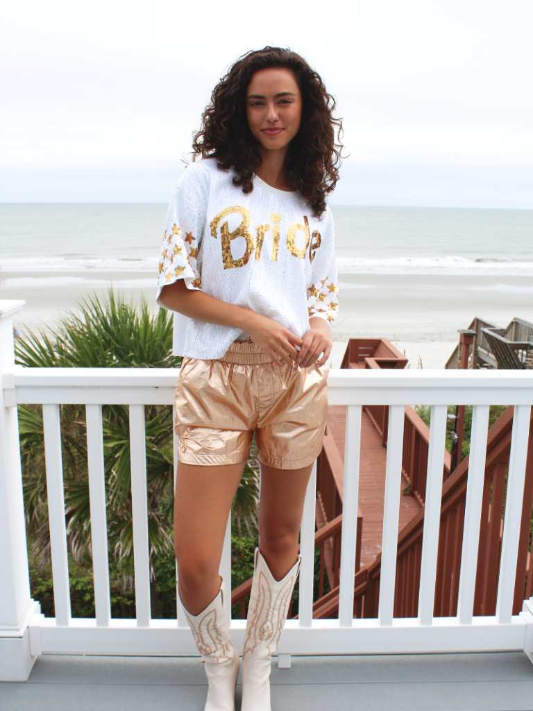 Gold Metallic Shorts by Simply Southern