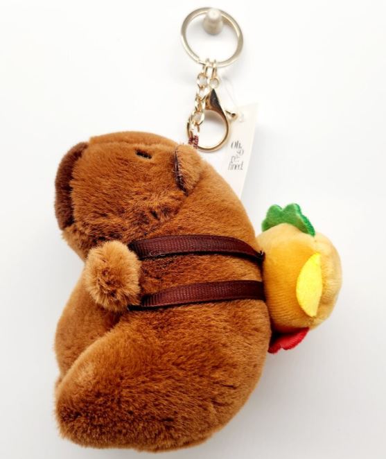 Capybara With Hamburger Backpack Keychain & Bag Charm