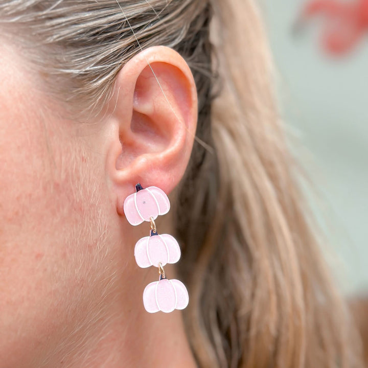 Pink Pumpkin Stacked Dangle Earrings