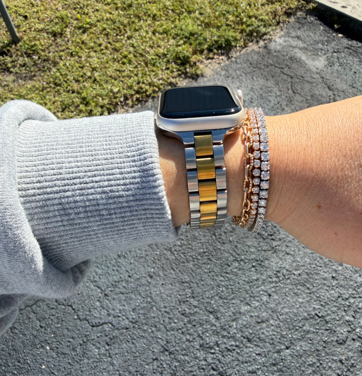 Two Tone Stainless Steel Link Watch Band