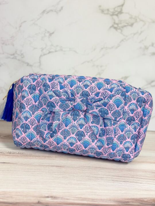 Scallop Shell Quilted Bow Cosmo Bag by Simply Southern