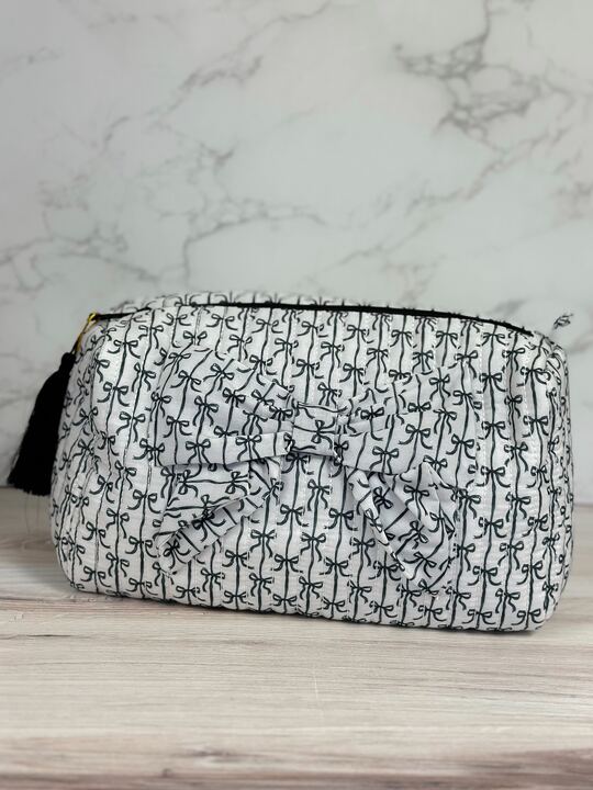 Black Bows Quilted Bow Cosmo Bag by Simply Southern