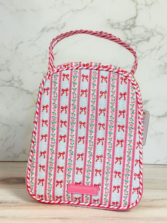 Blush Stripe Quilted Lunch Bag by Simply Southern