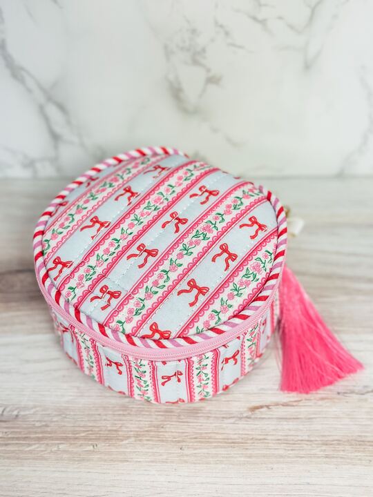 Blush Stripe Quilted Round Bag by Simply Southern