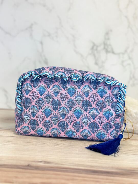 Scallop Shell Quilted Ruffle Cosmo Bag by Simply Southern