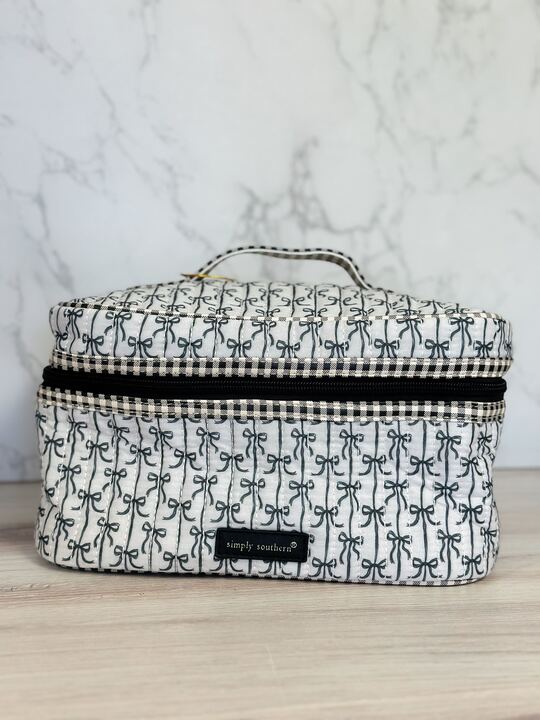 Black Bows Quilted Makeup Case by Simply Southern