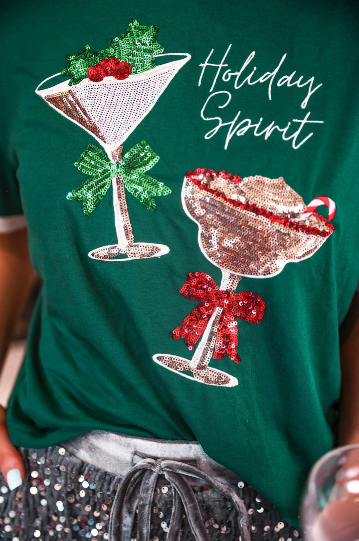 Holiday Spirit Sequin Embroidered Tee by Jess Lea (PREORDER: Ships in October)