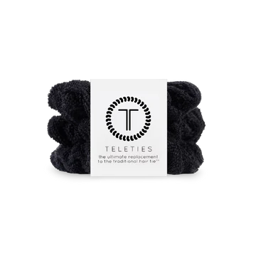 Teleties Terry Cloth Scrunchies - Large Band Pack of 3 - Jet Black