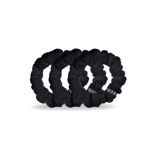 Teleties Terry Cloth Scrunchies - Small Band Pack of 3 - Jet Black