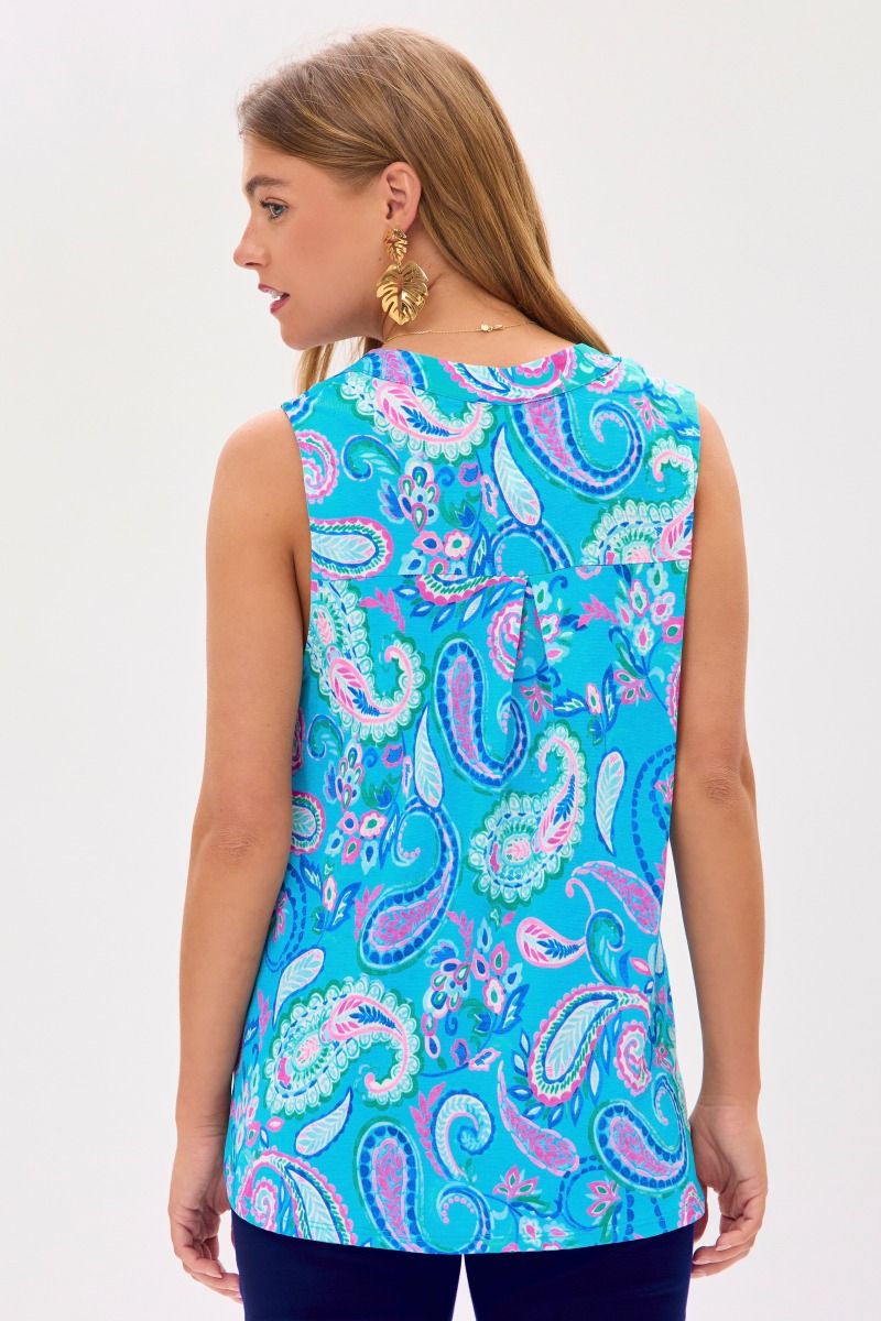 Dear Scarlett Lizzy Tank Top in Paisley Aqua