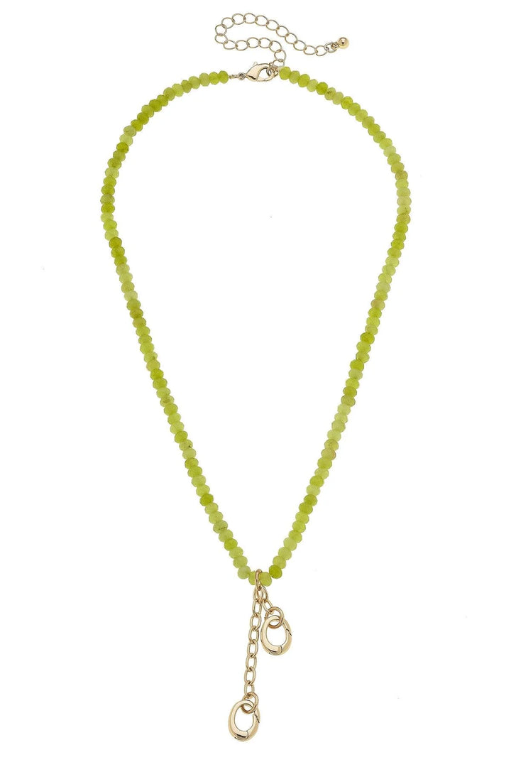 Lucy Gemstone Beaded Multi-Charm Necklace Base in Lime Green By Canvas