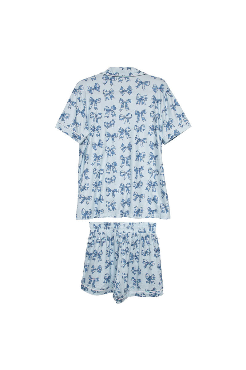 Light Blue Toile Coquette Bows Lounge PJ Set By Katydid