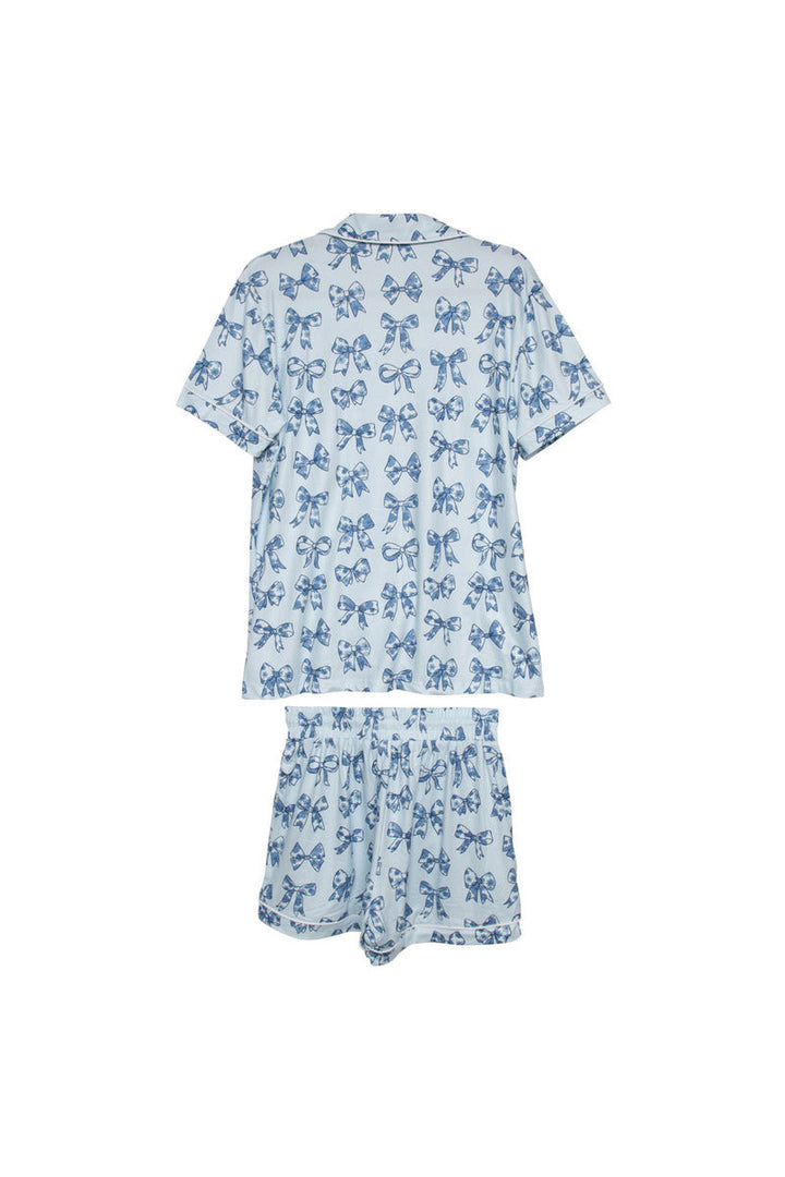 Light Blue Toile Coquette Bows Lounge PJ Set By Katydid