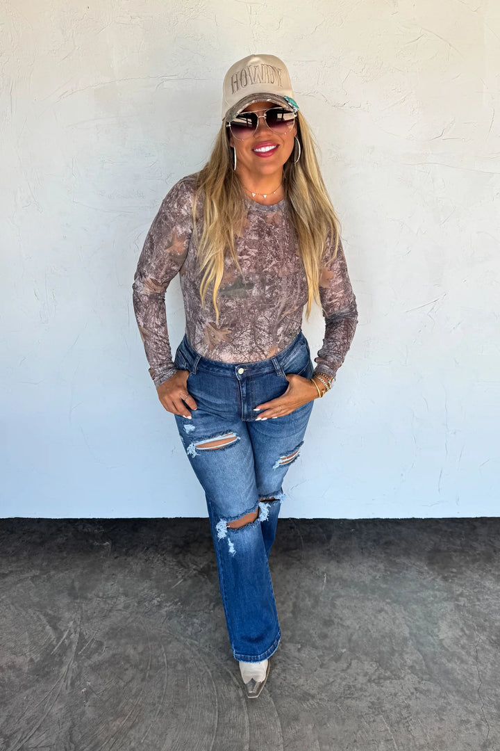 Camo Woods Mesh Top By Blakeley